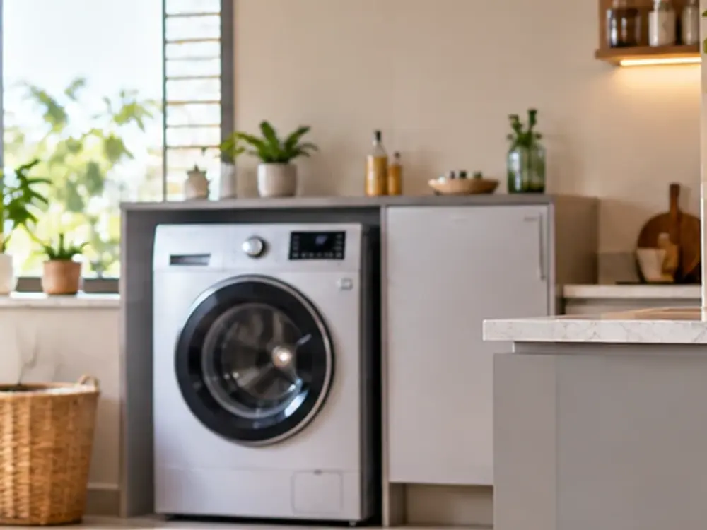 Front load washing machine in a modern home